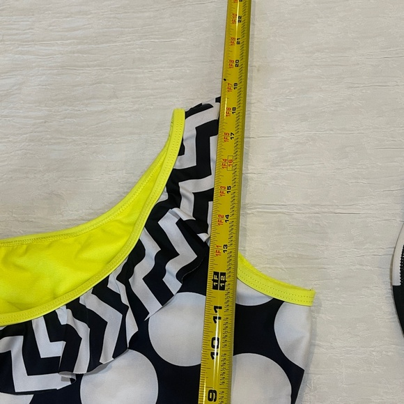 Justice Girls Swimsuit Tankini Size 16 Yellow Black Polka Dot - Picture 12 of 14